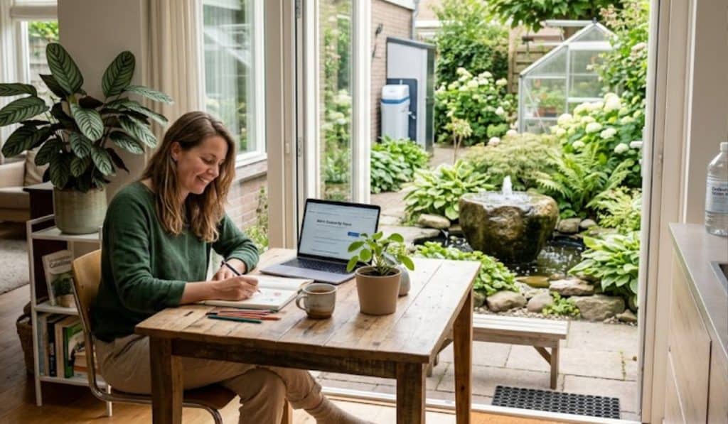 Eenvoudig leven met huis, tuin, water en creativiteit